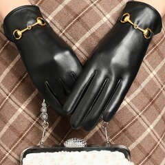 Женские кожаные перчатки GOLDEN с пряжкой BLACK ELEGANT RKW14-XL цена и информация | Женские перчатки | pigu.lt