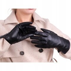 Женские кожаные перчатки черный утепленный медведь BLACK ELEGANT RKW12-S цена и информация | Женские перчатки | pigu.lt
