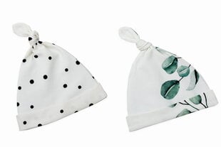 Kepurė kūdikiams Nykštukas Black dots/Eucalyptus 5903175921567, balta, 2 vnt. kaina ir informacija | Kepurės, pirštinės, kaklaskarės kūdikiams | pigu.lt