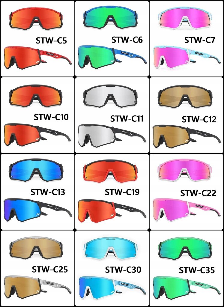 Dviratininkų akiniai Twinshield STW-C19, juodi/raudoni kaina ir informacija | Sportiniai akiniai | pigu.lt