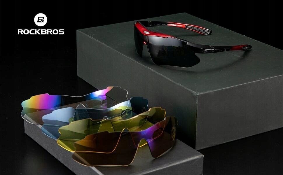 Dviratininkų akiniai Rockbros, juodi/mėlyni kaina ir informacija | Sportiniai akiniai | pigu.lt