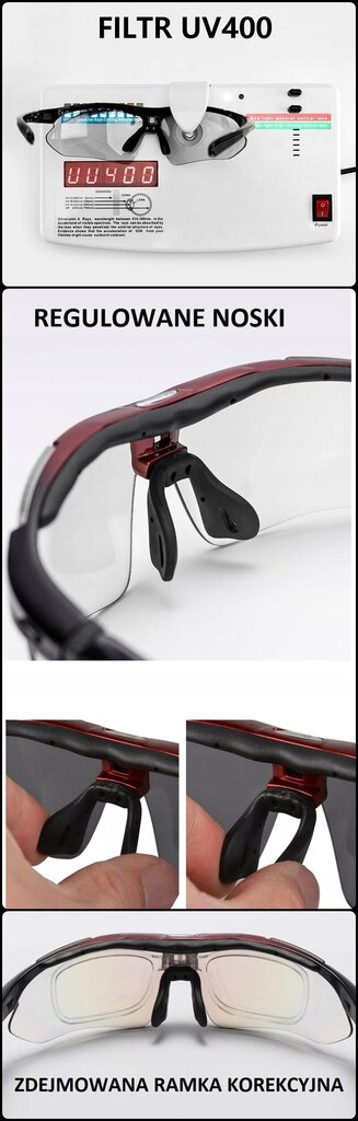 Dviratininkų akiniai Rockbros, juodi kaina ir informacija | Sportiniai akiniai | pigu.lt