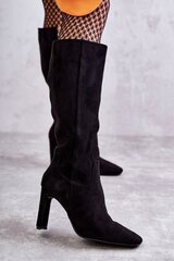 Ilgaauliai batai moterims Step in style 173449-56, juodi kaina ir informacija | Aulinukai, ilgaauliai batai moterims | pigu.lt
