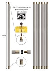 Гибкие стержни для чистки дымоходов, 1м х 6 шт. (комплект 6 метров) цена и информация | Принадлежности для отопительного оборудования | pigu.lt