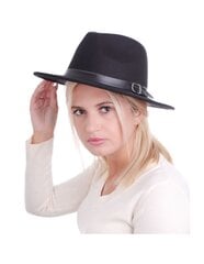 Женская войлочная шляпа с ремешком Черная KP-02 цена и информация | Женские шапки | pigu.lt