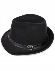 Шляпа из войлока Черная с ремешком с закругленными боками KP-04A цена и информация | Женские шапки | pigu.lt