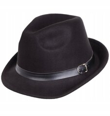 Шляпа из войлока Черная с ремешком с закругленными боками KP-04A цена и информация | Женские шапки | pigu.lt
