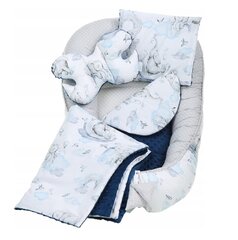 Kūdikio lizdelis su priedais Babymam, 6 dalių, pilkas/mėlynas kaina ir informacija | Vokeliai, miegmaišiai, pagalvės | pigu.lt