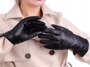 Женские кожаные перчатки черные утепленные Touch BLACK ELEGANT RKW9-XXL цена и информация | Женские перчатки | pigu.lt