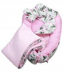Kūdikio lizdelis su priedais Babymam, 6 dalių, rožinis/pilkas kaina ir informacija | Vokeliai, miegmaišiai, pagalvės | pigu.lt