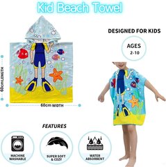 Rayson Kids paplūdimio rankšluostis su gobtuvu, 60x60 cm kaina ir informacija | Rankšluosčiai | pigu.lt