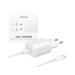 Зарядное устройство Samsung EP-TA800XWE USB-C Quickcharge 25 Вт PD + кабель USB-C, 1 м цена и информация | Зарядные устройства для телефонов | pigu.lt