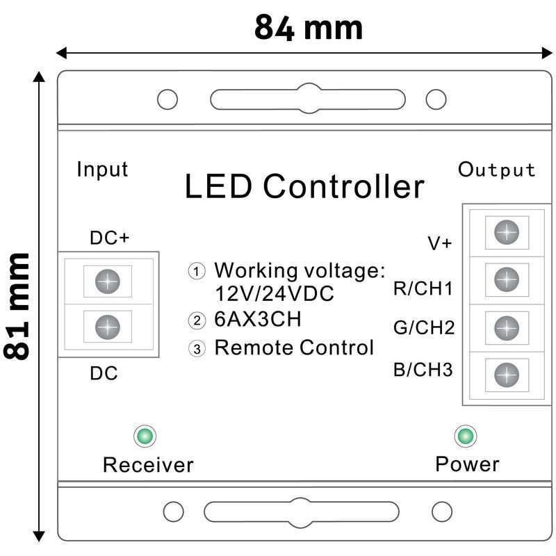Avide LED RGB juostų valdiklis 216W su RF pulteliu kaina ir informacija | LED juostos | pigu.lt