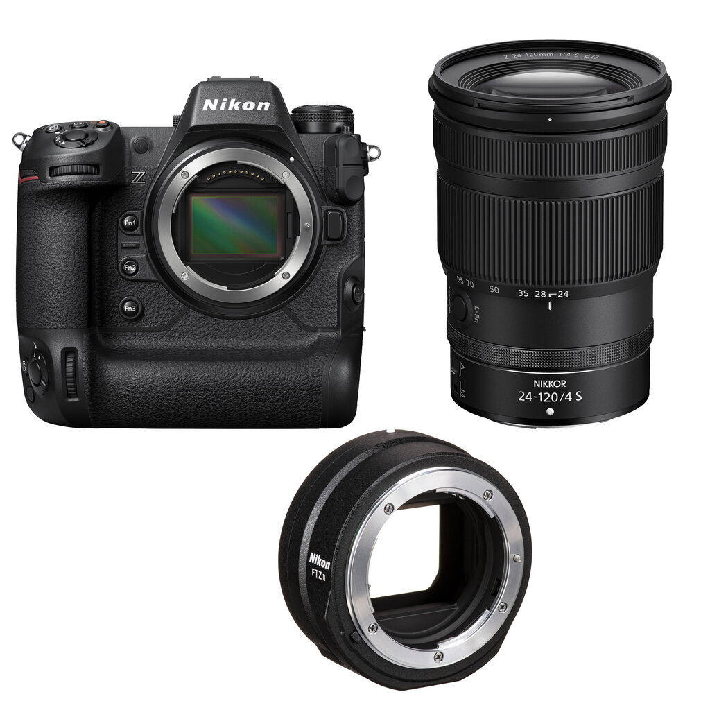 Nikon Z 9 (Z9) + Nikkor Z 24-120mm f/4 S + FTZ II Mount adapter kaina ir informacija | Skaitmeniniai fotoaparatai | pigu.lt