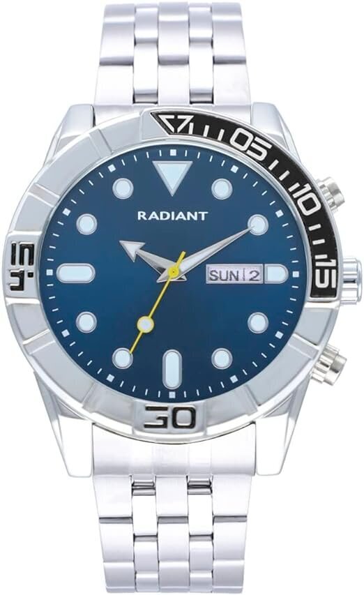 RADIANT vyriškas analoginis laikrodis, sidabrinis mėlynas ciferblatas, nerūdijantis plienas, 44 mm, 5 ATM, mėlynas цена и информация | Vyriški laikrodžiai | pigu.lt