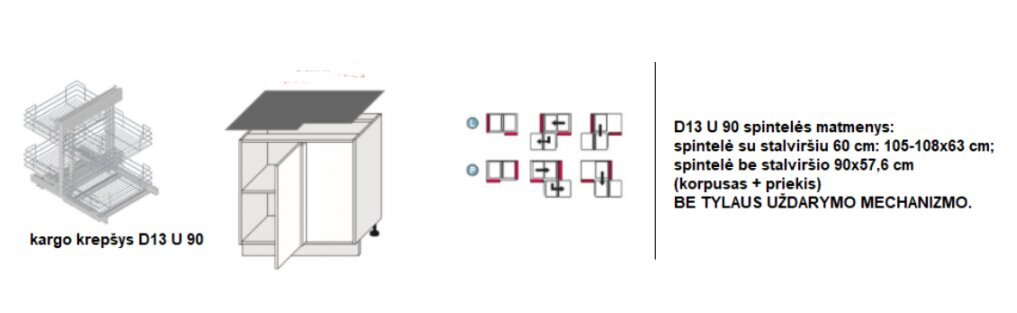 Pastatoma kampinė spintelė Carrini D13 U kairinė, balta kaina ir informacija | Virtuvinės spintelės | pigu.lt