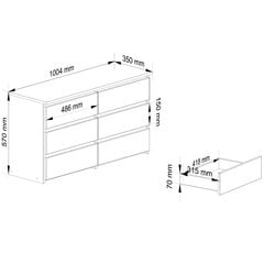 Komoda Akord CL100 6SZ, pilka kaina ir informacija | Komodos | pigu.lt