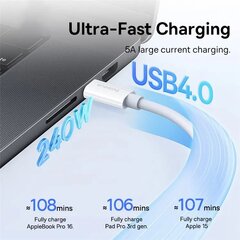Baseus Superior Series 2 Fast Charging Cable USB-C|USB-C 240W 1m Moon White цена и информация | Кабели для телефонов | pigu.lt