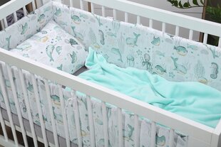 Minkšta kūdikio lovytės apsauga Babymam Vandenynas, 360x30 cm, žalia/balta kaina ir informacija | Saugos varteliai, apsaugos | pigu.lt