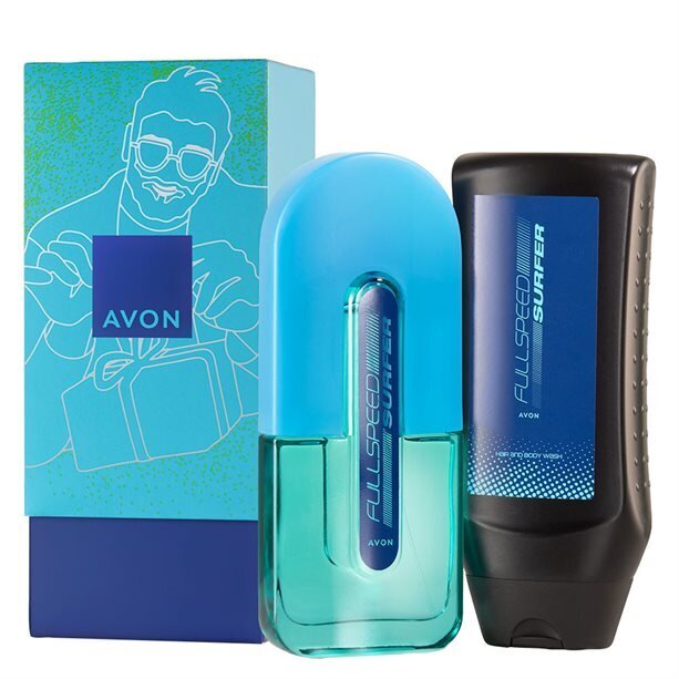 Rinkinys Avon Full Speed ​​​​Surfer vyrams: tualetinis vanduo EDT, 75 ml + dušo želė-šampūnas, 250 ml kaina ir informacija | Kvepalai vyrams | pigu.lt