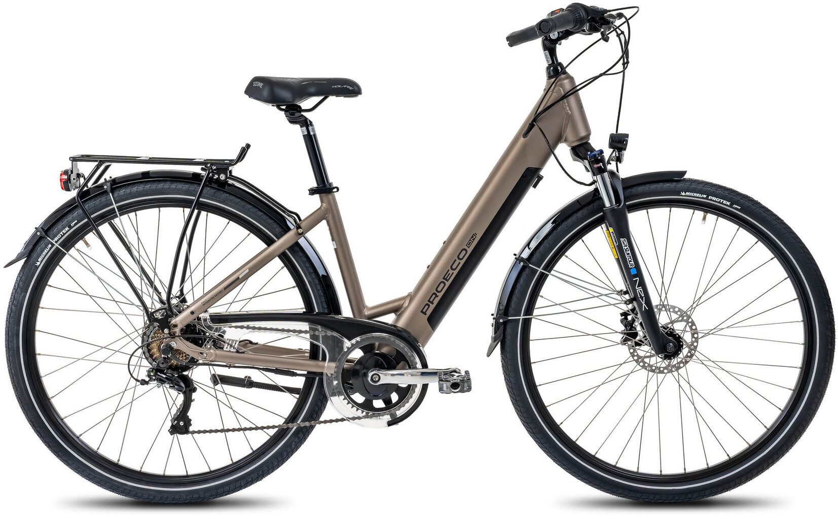 Elektrinis dviratis ProEco On Wave LTD 1.0, 28", rudas цена и информация | Elektriniai dviračiai | pigu.lt