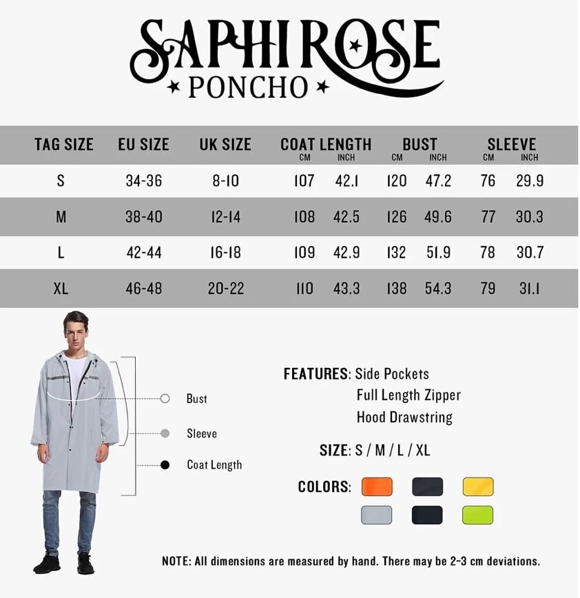 Daugkartinis lietaus paltas vyrams SaphiRose, 1 vnt. kaina ir informacija | Vyriškos striukės | pigu.lt