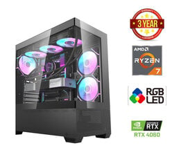 Gamer Ryzen 7 7800X3D 16GB 512GB SSD 1TB HDD RTX 4060 Windows 11 цена и информация | Стационарные компьютеры | pigu.lt