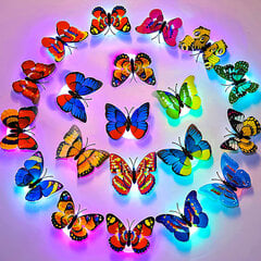 3D LED бабочки для декорации помещений, 20 штук цена и информация | Праздничные декорации | pigu.lt