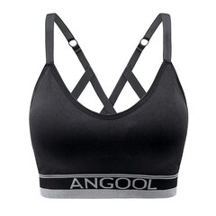 Женский спортивный бюстгальтер Angool, черный цена и информация | Спортивная одежда для женщин | pigu.lt