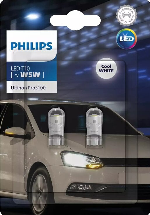 Lemputės Philips W5W T10 12V Ultinon Pro3100 LED 6500K цена и информация | Automobilių lemputės | pigu.lt