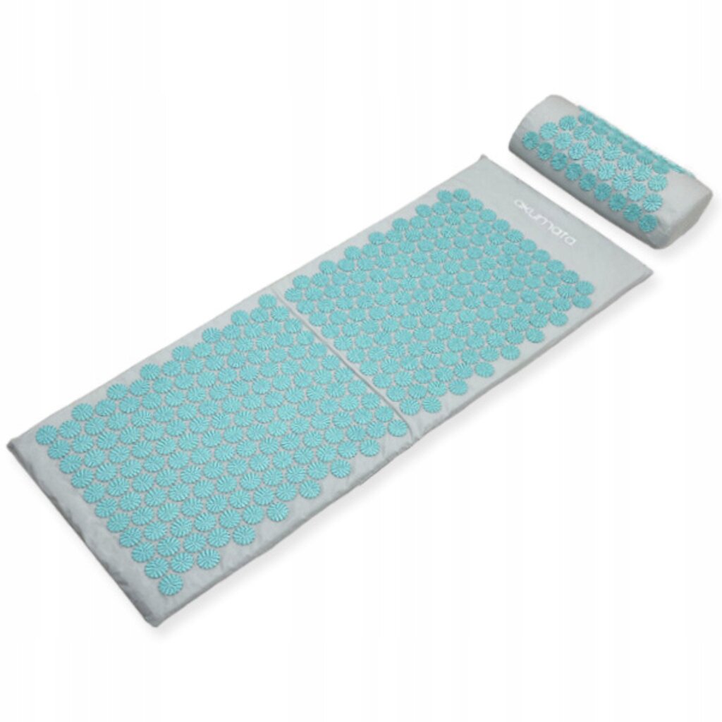 Akupresūros masažinis kilimėlis su pagalve Akumata, 68x42 cm, mėlynas kaina ir informacija | Masažo reikmenys | pigu.lt