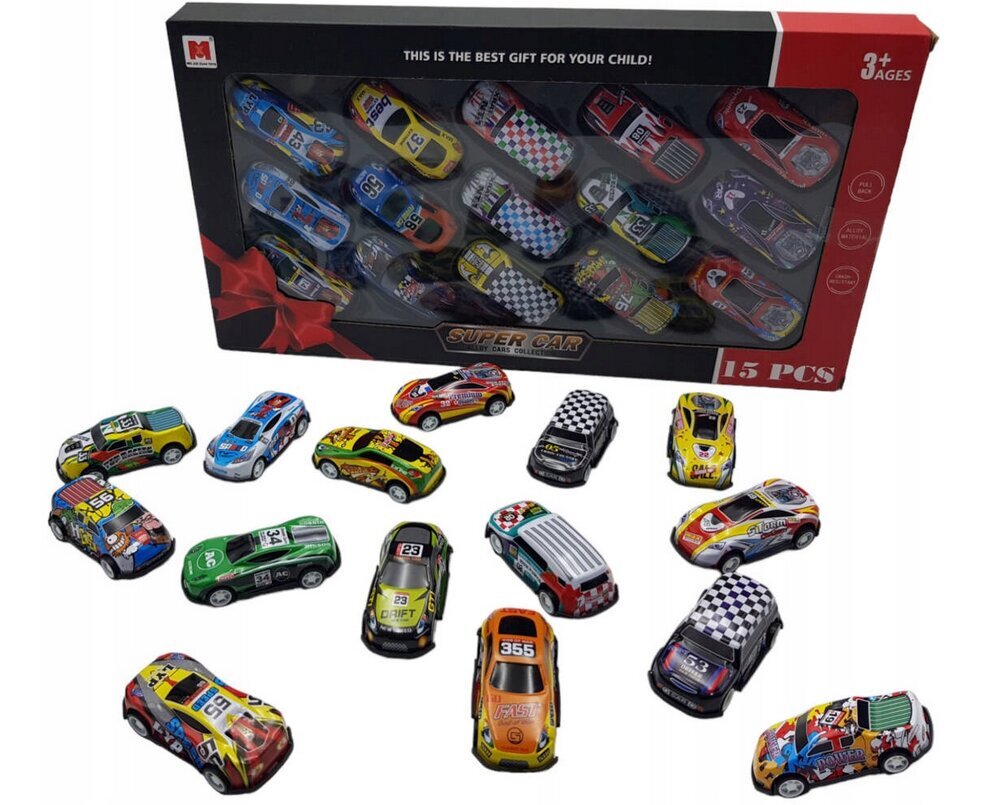 Žaislinių automobilių komplektas Norimpex, 15vnt kaina ir informacija | Žaislai berniukams | pigu.lt
