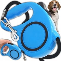 Automatinis šuns pavadėlis, 5 m, mėlynas kaina ir informacija | Pavadėliai šunims | pigu.lt