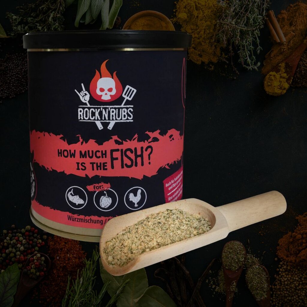 ROCK'N'RUBS Frontline Universalūs Prieskoniai "How much is the Fish" (žuviai), 180 g kaina ir informacija | Grilio, šašlykinių priedai ir aksesuarai  | pigu.lt