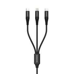 Riversong laidas 3in1 Infinity 05 USB - Lightning + USB-C + microUSB 1,0 m juodas C58 цена и информация | Кабели для телефонов | pigu.lt