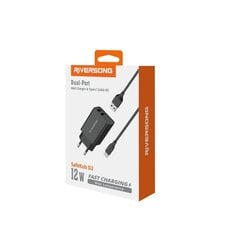 Riversong wall charger SafeKub D2 2x USB 12W black + cable USB - USB-C AD29 + CT85 цена и информация | Зарядные устройства для телефонов | pigu.lt