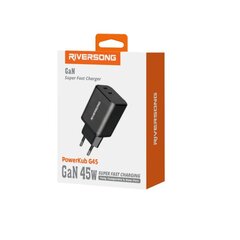 Riversong sieninis įkroviklis PowerKub G45 2x USB-C 45W juodas AD95 цена и информация | Зарядные устройства для телефонов | pigu.lt