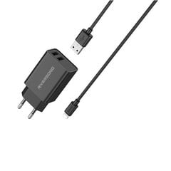 Riversong sieninis įkroviklis SafeKub D2 2x USB 12W juodas + laidas USB - Lightning AD29 + CL85 цена и информация | Зарядные устройства для телефонов | pigu.lt