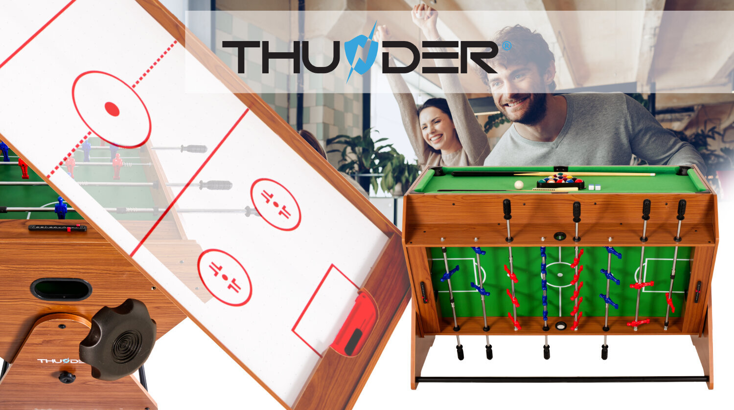 Pasukamas žaidimų stalas Thunder Smart 3in1 kaina ir informacija | Stalo futbolas | pigu.lt