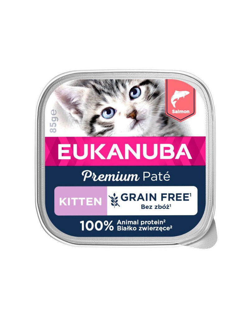 Eukanuba Grain Free Kitten katėms su lašiša, 12x85 g kaina ir informacija | Konservai katėms | pigu.lt