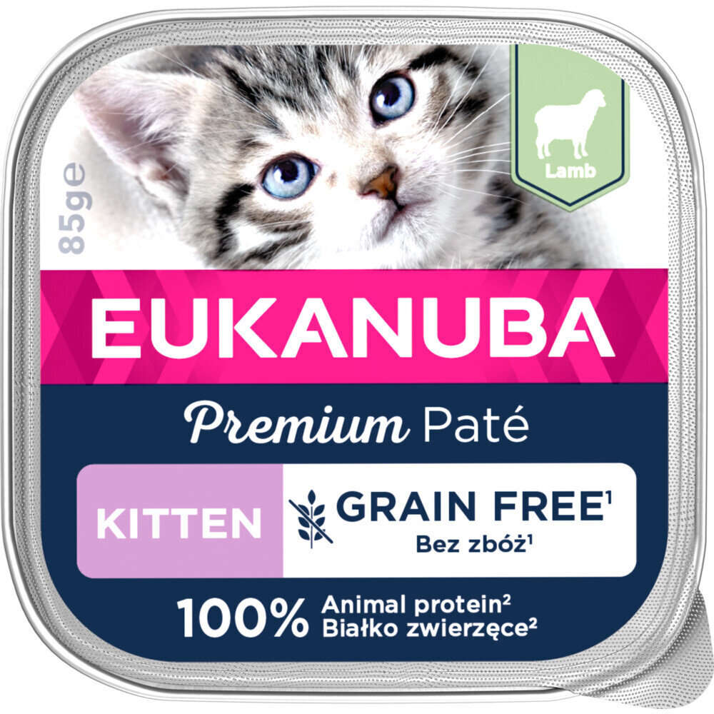 Eukanuba Grain Free Kitten katėms su ėriena, 16x85 g kaina ir informacija | Konservai katėms | pigu.lt