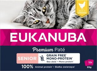 Eukanuba Grain Free Senior suaugusioms katėms su vištiena, 12x85 g kaina ir informacija | Konservai katėms | pigu.lt