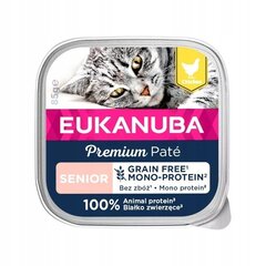 Eukanuba Grain Free Senior для пожилых кошек с курицей, 16x85 гр цена и информация | Консервы для кошек | pigu.lt