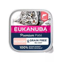 Eukanuba Grain Free Senior vyresnio amžiaus katėms su lašiša, 16x85 g kaina ir informacija | Konservai katėms | pigu.lt