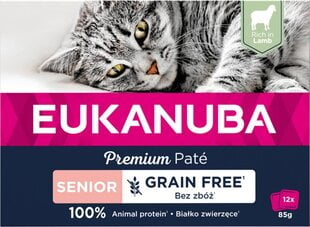 Eukanuba Grain Free Senior vyresnio amžiaus katėms su ėriena, 12x85 g kaina ir informacija | Konservai katėms | pigu.lt