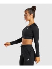 Gymshark marškinėliai moterims GLCT4728, juodi цена и информация | Футболка женская | pigu.lt