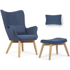 Кресло с подставкой для ног, синее цена и информация | Садовые стулья, кресла, пуфы | pigu.lt