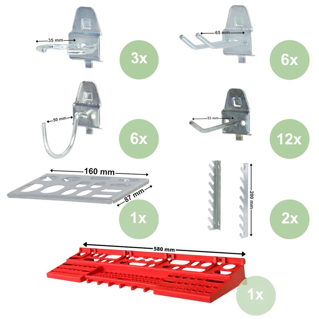 Įrankių sienelė 156x72 Botle Tool Pegboard kaina ir informacija | Įrankių dėžės, laikikliai | pigu.lt