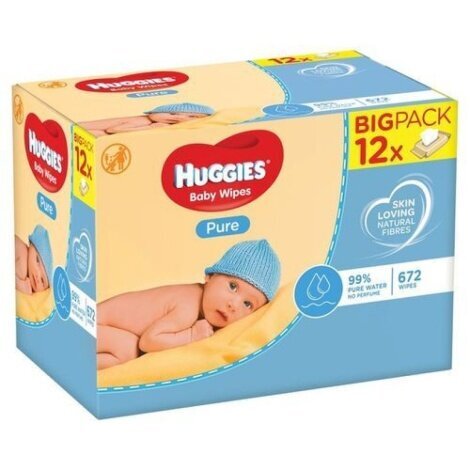 Drėgnos servetėlės ​​Huggies Pure, 672 vnt. цена и информация | Drėgnos servetėlės, paklotai | pigu.lt