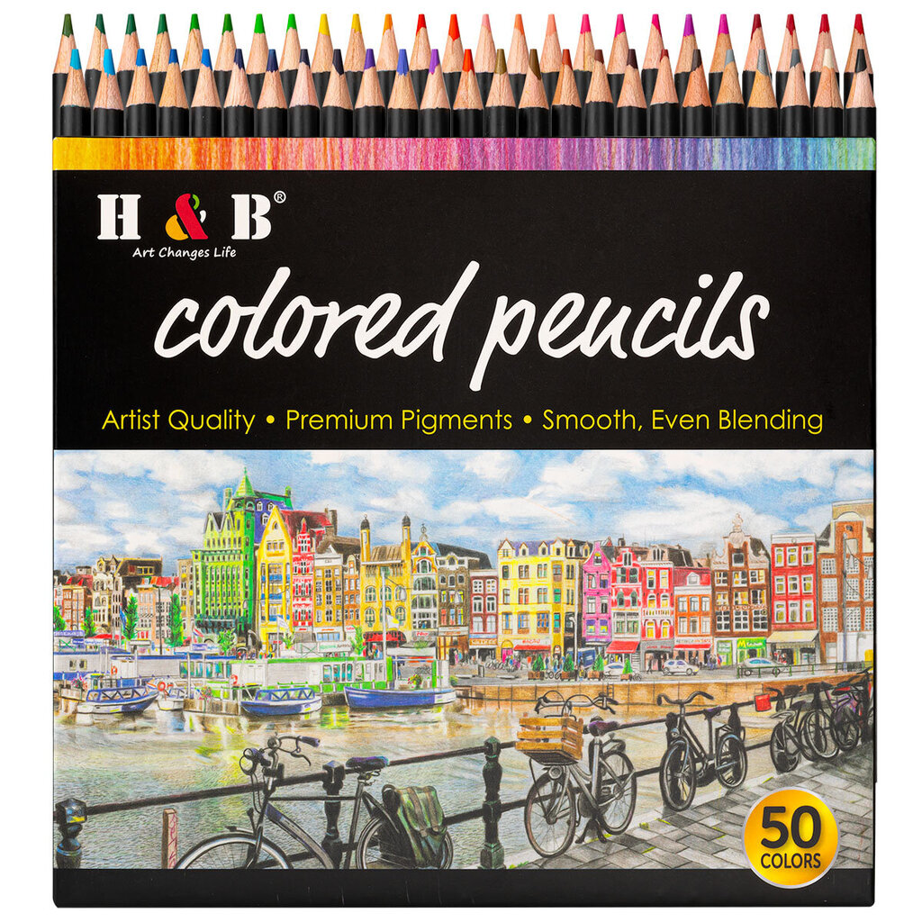 Profesionalūs spalvoti pieštukai Ragi, 50 vnt. kaina ir informacija | Piešimo, tapybos, lipdymo reikmenys | pigu.lt